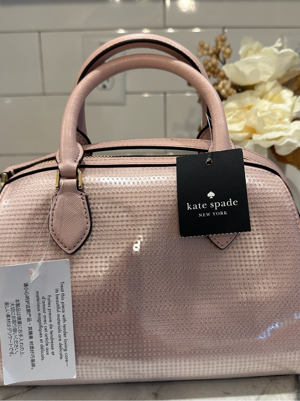 Kate Spade New York Pink Sequin Satchel / Crossbody Bag - Picture 2 of 11